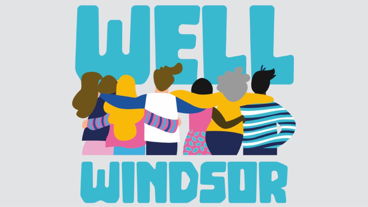 Well Windsor logo says Well Windsor in light blue letters with graphic of different women with arms around each others' shoulders